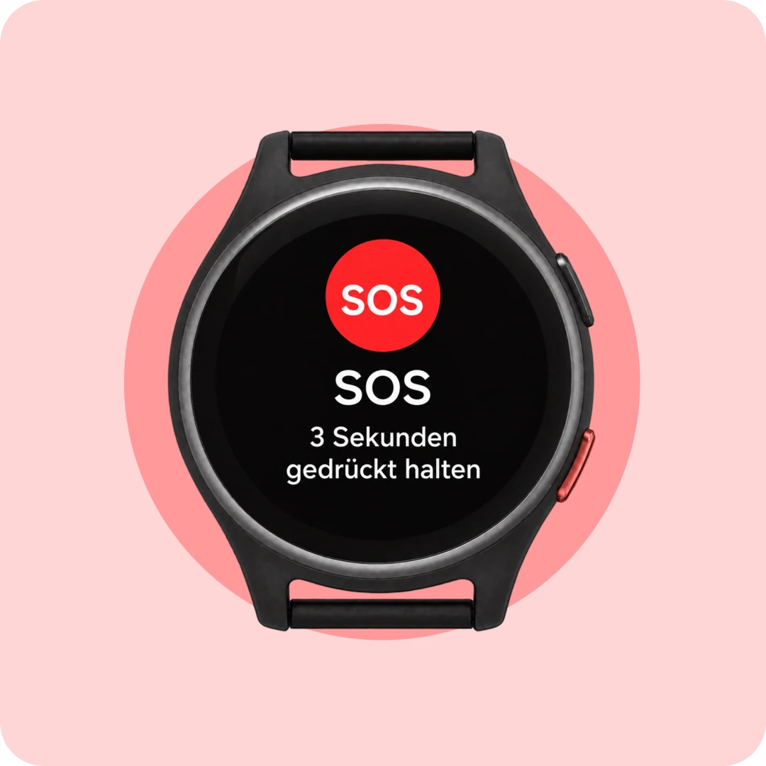SOS: Seitliche Taste der Anio 6 drei Sekunden gedrückt halten