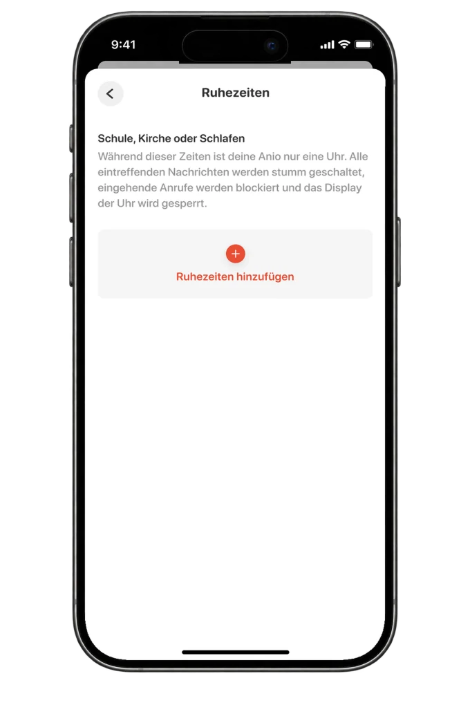 Ruhezeiten / Schulmodus in der Anio App