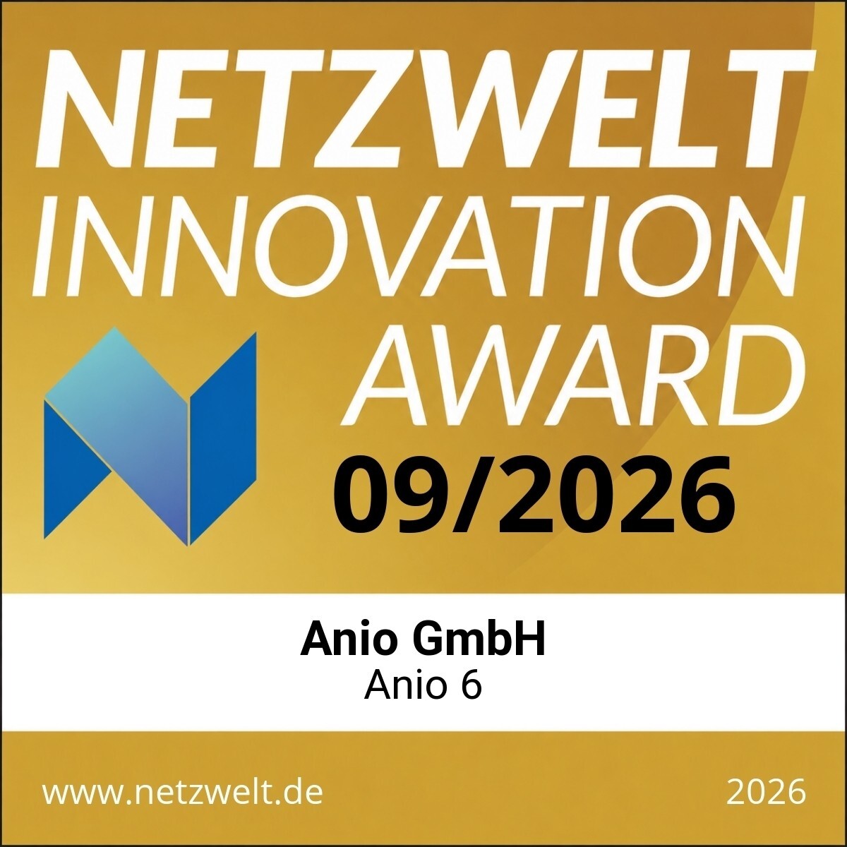 Netzwelt Innovation Award 09/2026 für die Anio 6