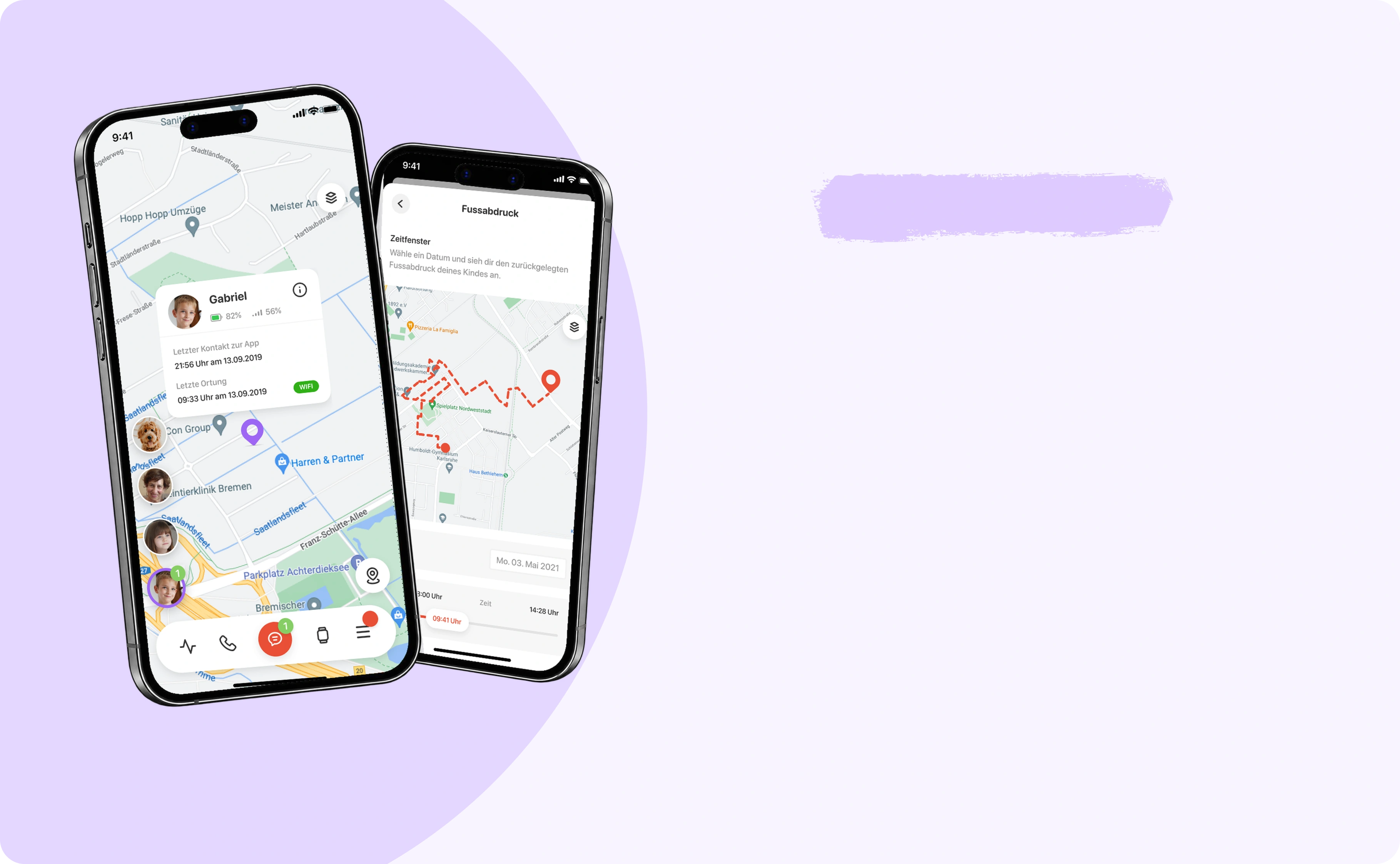 Anio App zeigt Karte und Fußabdruck